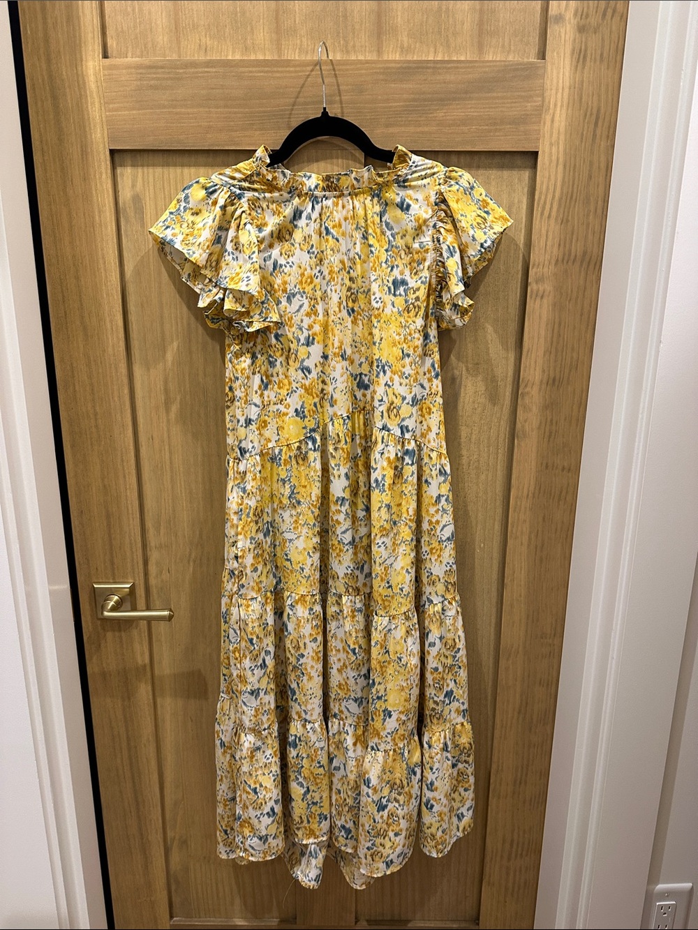 Pinch Yellow and Blue Floral Summer Dress